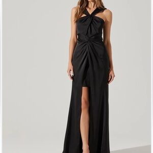 Astr Georgina Halter Black Maxi Dress NWT Size XS